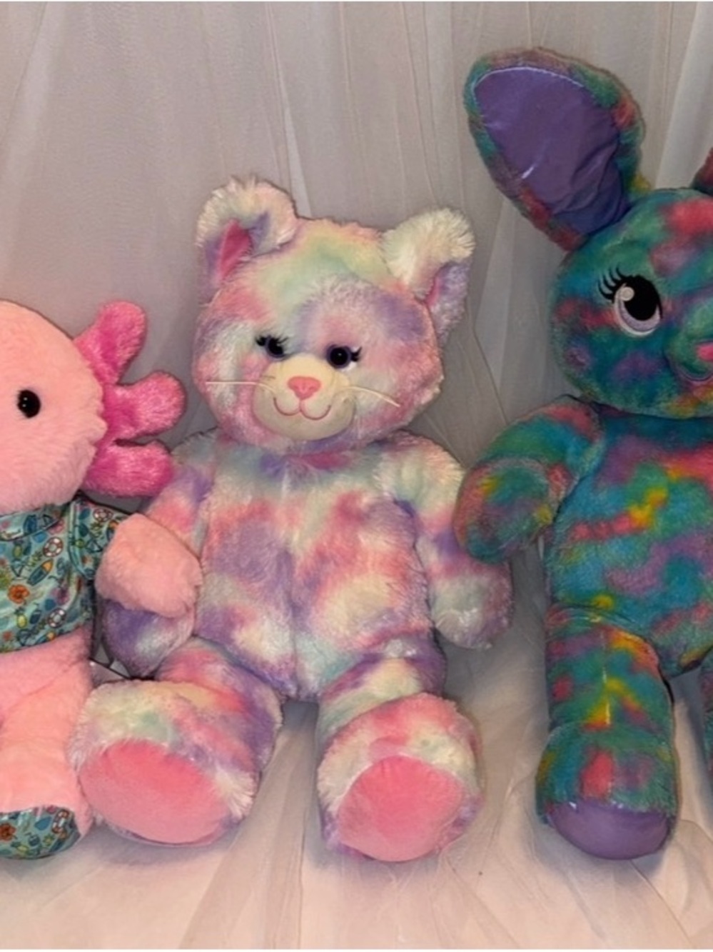 3 Build-A-Bear Pastel Multicolor Kitty Plush - Pink, Purple, Blue, Cream